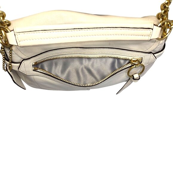 Coach Chelsea Parchment Leather Flap Turn Lock Shoulder or Crossbody Bag Chain - Picture 12 of 14